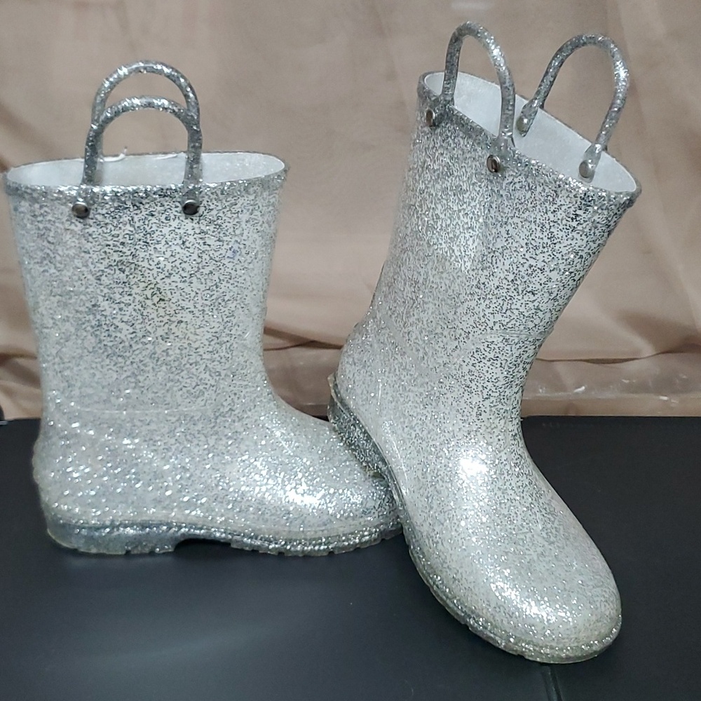 Western Chief rain boots, silver glitter, size kids 13
